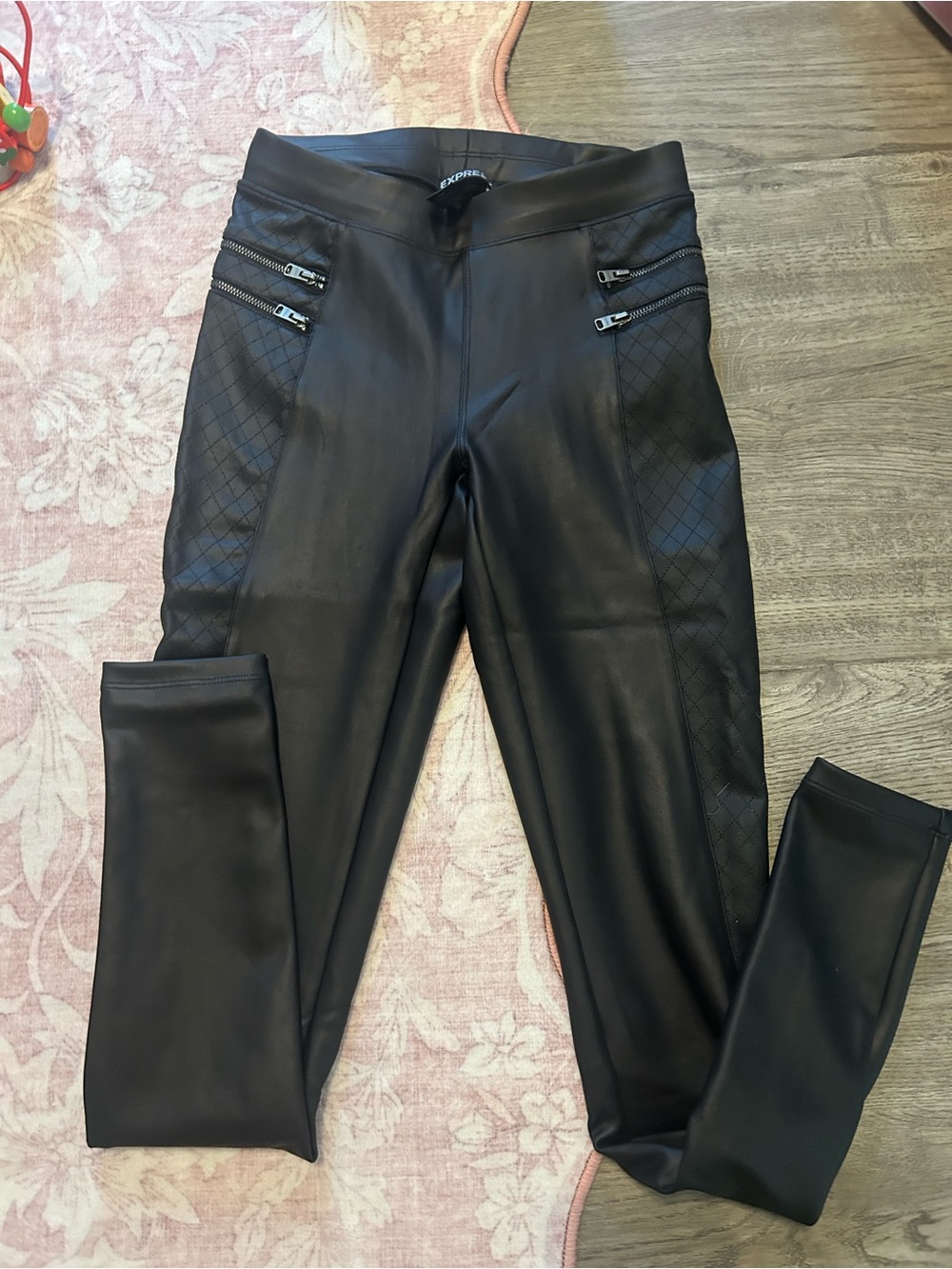 Express Black Faux Leather Moto Leggings